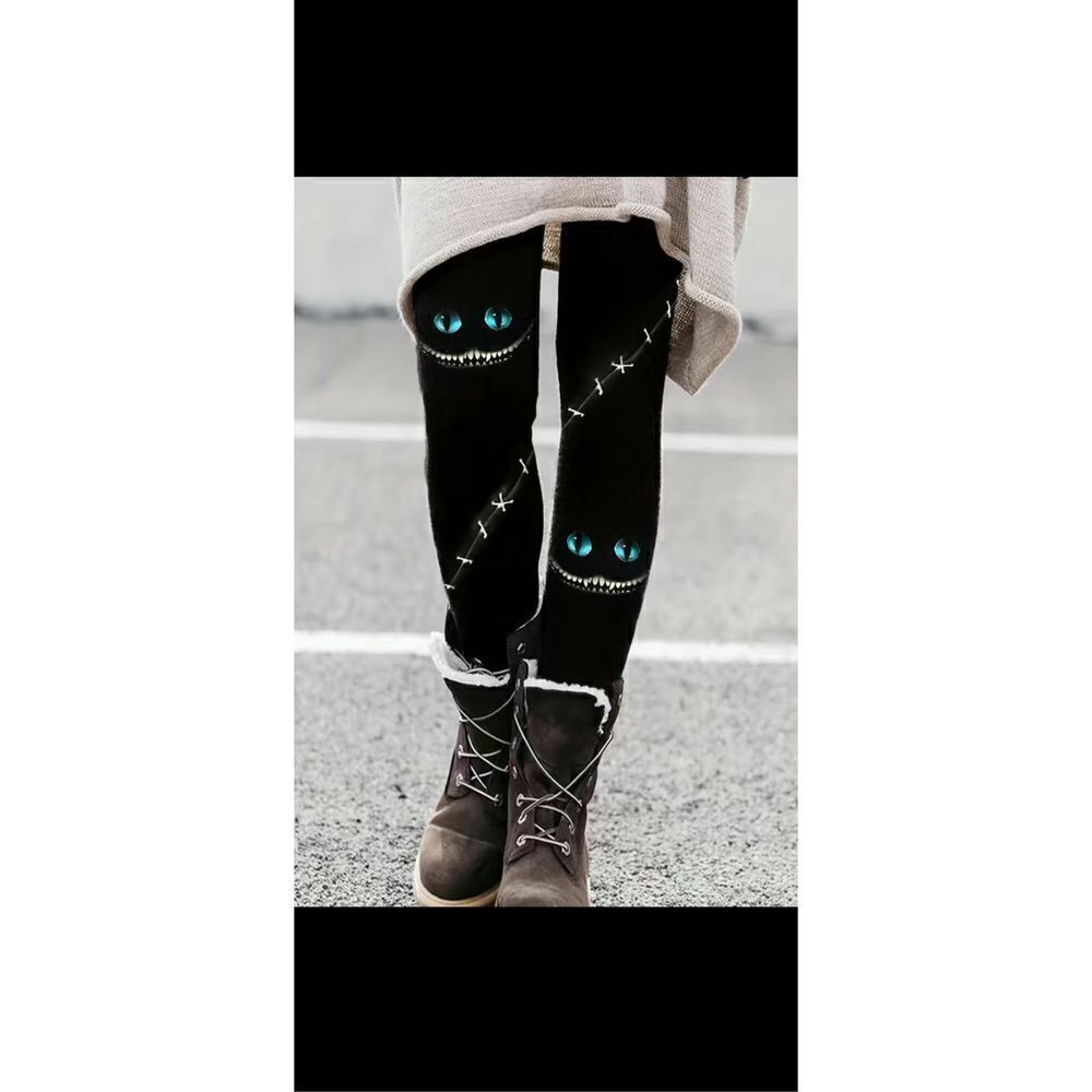 NWT Cheshire cat black leggings, with elastic waist band have in two different s